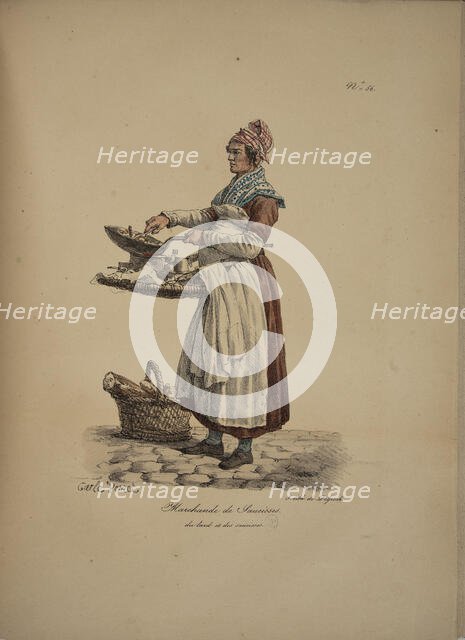 Sausage seller. From the Series "Cris de Paris" (The Cries of Paris), 1815. Creator: Vernet, Carle (1758-1836).