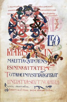 Page from the Bosworth Psalter, 10th century. Creator: Unknown.