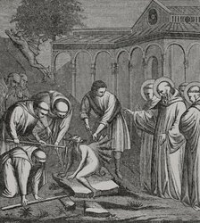 The Heavy Stone - episode from the life of Saint Benedict of Nursia (480-547), 1387 (1877). Creator: Unknown.