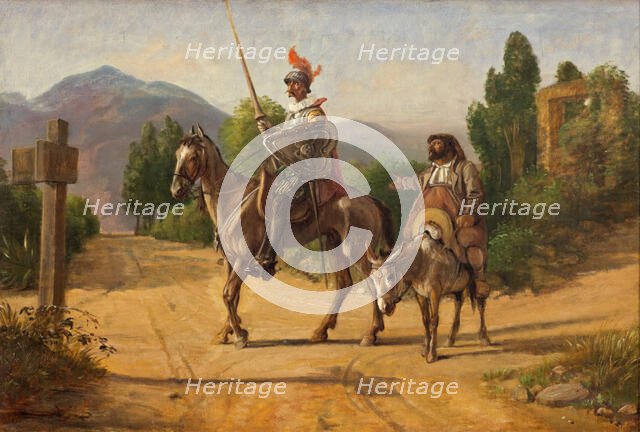 Don Quixote and Sancho Panza at a crossroad, n.d. (after 1847). Creator: Wilhelm Marstrand.