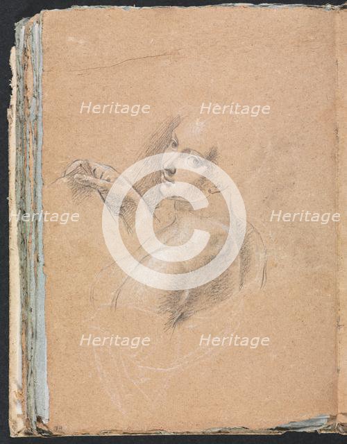 Verona Sketchbook: Female nude looking over left shoulder (page 74), 1760. Creator: Francesco Lorenzi (Italian, 1723-1787).