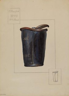 Leather Fire Bucket, c. 1936. Creator: Mina Lowry.
