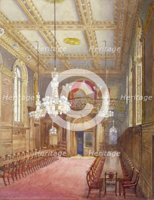 Interior of the Vintners' Hall, Upper Thames Street, London, 1888.                         Artist: John Crowther