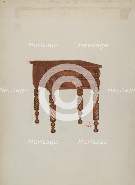 Mahogany Stand with Two Drawers, 1935/1942. Creator: Margaret Stottlemeyer.