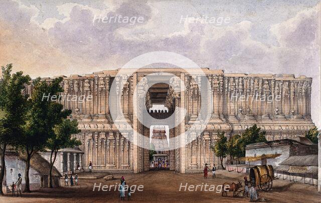Trichy: first gate at the temple dedicated to Lord Vishnu at Srirangham, (between 1800 and 1899?). Creator: Unknown.