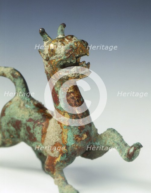 Gilt bronze striding chimera, late Eastern Han-early Six Dynasties period, China, 3rd century. Artist: Unknown