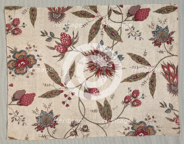Fragment of Block Printed Cotton, c. 1785. Creator: Unknown.