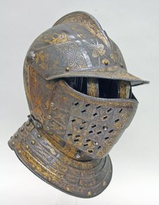 Close Helmet with Falling Buffe, Italian, Milan, ca. 1590-95. Creator: Pompeo della Cesa.