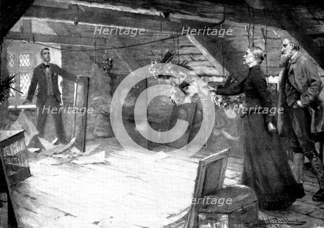 A Question of Conscience: "What do you mean by...prying in my attic? It's burglary...", 1898. Creator: Unknown.