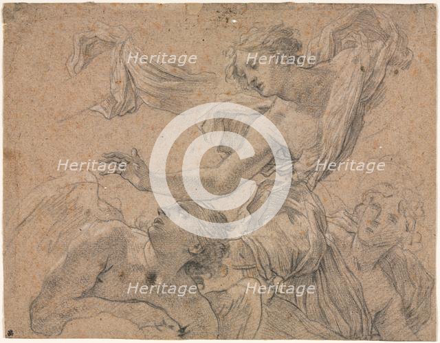 Studies of Angels (recto); Panthea before Cyrus? (verso), 1655-1660?. Creator: Michel Dorigny (French, 1617-1665).