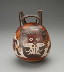 Double Spout Vessel Depicting Masked Figure Curving over Upper Surface, 180 B.C./A.D. 500. Creator: Unknown.