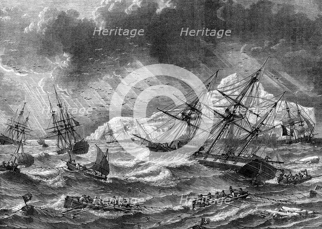 Cod fishing, Canada, 19th century.Artist: Le Breton