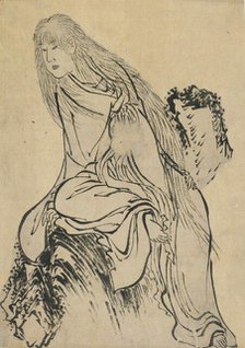 Hermit resting on a rock, late 18th-early 19th century. Creator: Hokusai.