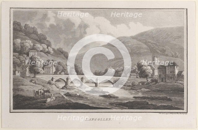 Langollen, from "Remarks on a Tour to North and South Wales, in the year 1797, September 1, 1799. Creator: John Hill.