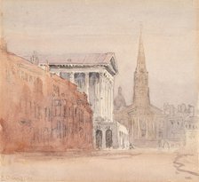 Birmingham Town Hall and Christ Church, c1840s. Creator: David Cox the Elder.