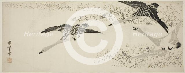 Descending Geese, c. 1830. Creator: Ando Hiroshige.