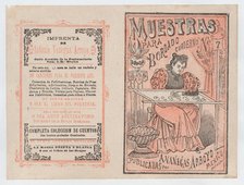 Cover for 'Muestras para Bordado', a woman embroidering, ca. 1890-1910., ca. 1890-1910. Creator: José Guadalupe Posada.