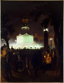 Commemorative fete in honour of the victims of July 1830, on Place de la Bastille, July 27, 1831. Creator: Felix Pierre Cottrau.