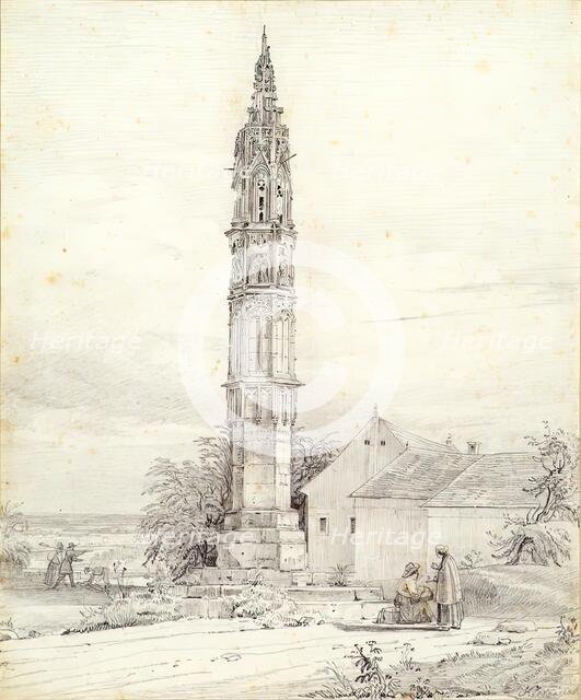 The "Eternal Light," the plague column, in Klosterneuburg, undated. (c1840s) Creator: Franz Kletzinsky.