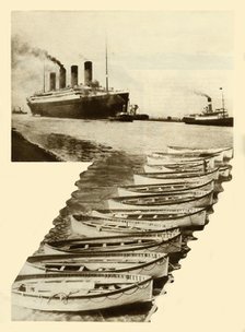 RMS 'Titanic' and lifeboats, 1912, (1935). Creator: Unknown.