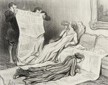 Abonnés recevant leur journal.., 1845. Creator: Honore Daumier.