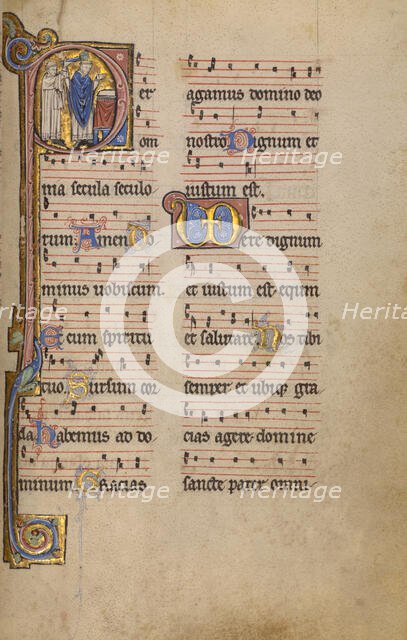 Initial P: A Priest and a Ministrant before an Altar; Missal, begun after 1234-completed before 1262 Creator: Unknown.