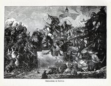 Crusaders in Battle, 1882. Artist: Anonymous  