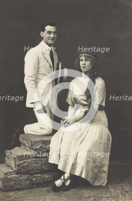 Ern and Chick, two actors, Chick in drag, pose in summer attire, c1918. Creator: Unknown.