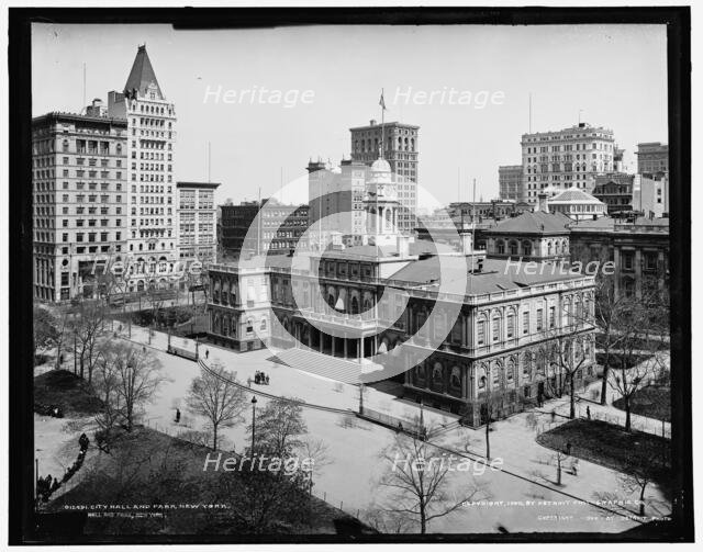 City Hall and park, New York, c1900. Creator: Unknown.