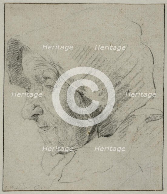 Head of an Old Woman in a Hood. Creator: Cornelis de Visscher.
