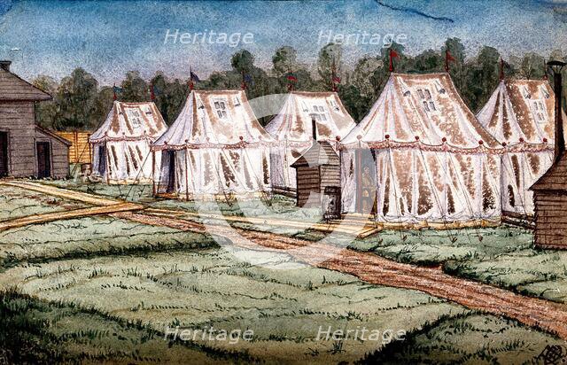 St Pancras Smallpox Hospital, London: housed in a tented camp at Finchley, 1881. Creator: Frank Collins.