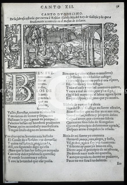 I sing twelve and engraving of the rare edition of 'Orlando Furioso', 1557-1558. Creator: Ariosto, Ludovico (1474 - 1533).