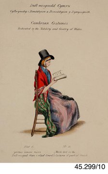 Cambrian Costumes series No. 10, 19th century.  Creator: Lady Llanover.