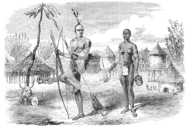 Mr. S. W. Baker’s explorations in Central Africa: homestead of natives of Gondokoro, 1865. Creator: Unknown.