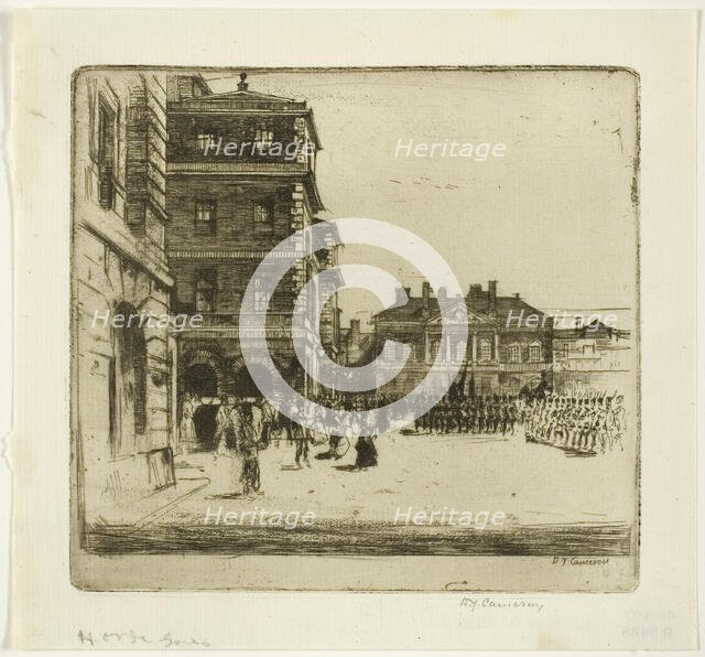 The Horse Guards, plate four from the London Set, 1899. Creator: David Young Cameron.