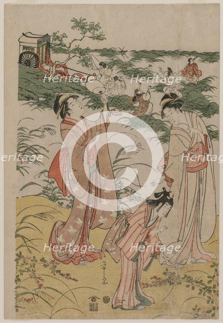 Women Chasing Crickets on an Autumn Moor, early 1790s. Creator: Ch?bunsai Eishi (Japanese, 1756-1829).