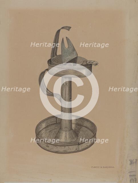 Betty Lamp and Stand, c. 1940. Creator: Claude Marshall.