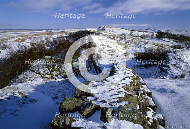 Hadrian's Wall, Northumberland, in winter, 2010. Artist: Graeme Peacock.