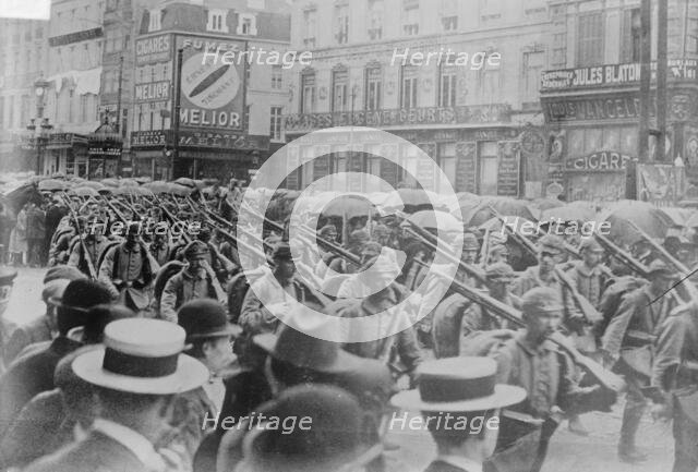 Brussels, Germans crossing Place Charles Rogier, 8/20/14, 20 Aug 1914. Creator: Bain News Service.