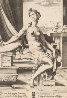 Lucretia Preparing to Kill Herself, ca. 1542. Creator: Enea Vico.