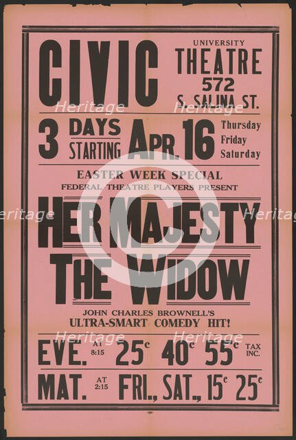 Her Majesty the Widow 1, Syracuse, NY, 1936. Creator: Unknown.