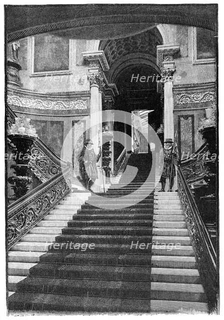 The Grand Staircase, Buckingham Palace, London, 1900. Artist: Unknown
