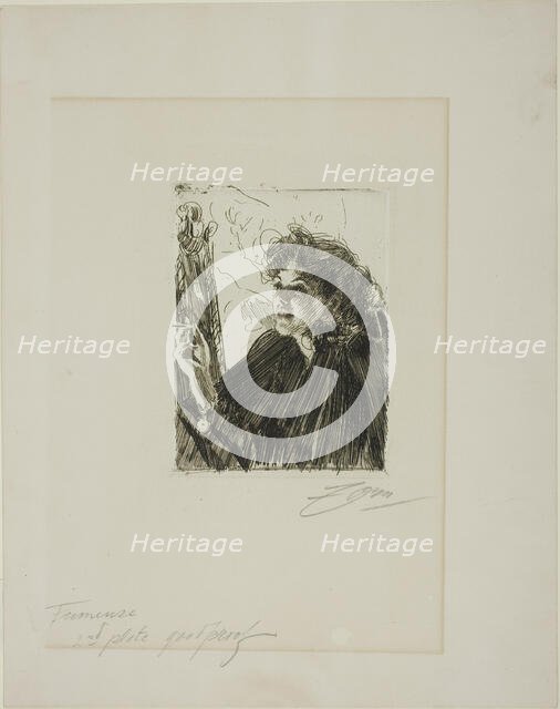 Girl with a Cigarette II, 1891. Creator: Anders Leonard Zorn.