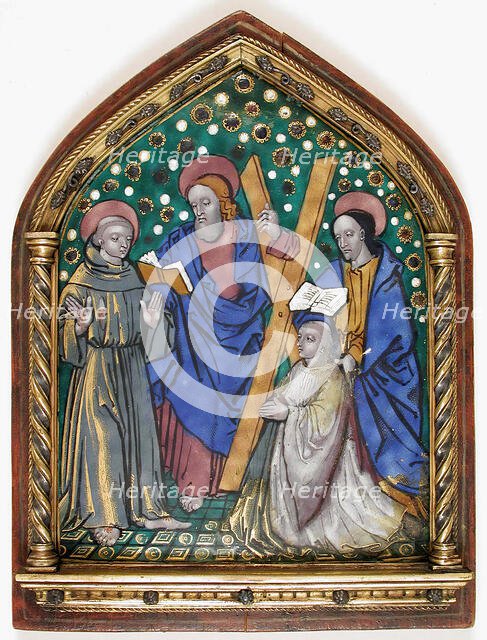 Plaque with Saints and Donor, French, 16th century. Creator: Unknown.