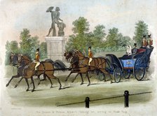 Queen Victoria and Prince Albert taking air in Hyde Park, London, c1840.                             Artist: Anon