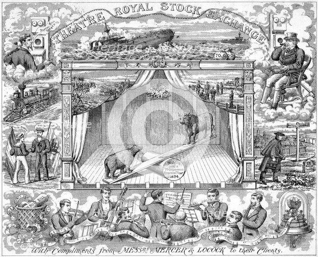 New Year greetings from stockbrokers Mercer Locock to their clients, 1894. Artist: Unknown