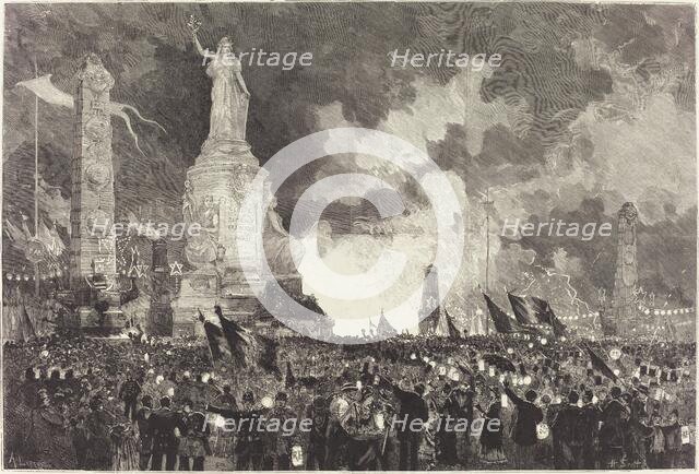 14 Juillet. Illumination de la Place de la République, 1883. Creator: Auguste Lepere.