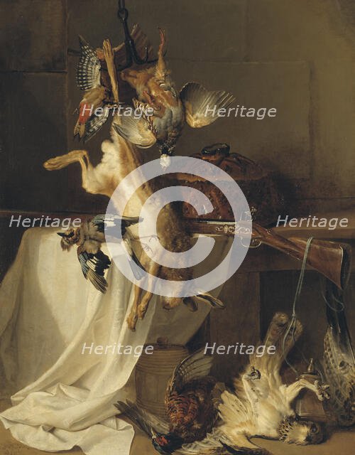 Still Life with a Rifle, Hare and Bird ("Fire"), 1720. Creator: Jean-Baptiste Oudry.