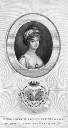 Marie-Therese-Charlotte de Bourbon, Duchess of Angouleme and Dauphine of France, 1805. Creators: Luigi Schiavonetti, Marie Therese of Angouleme, Duchesse de Bourbon.