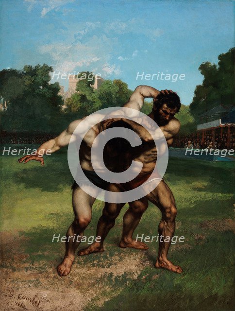 The Wrestlers. Artist: Courbet, Gustave (1819-1877)